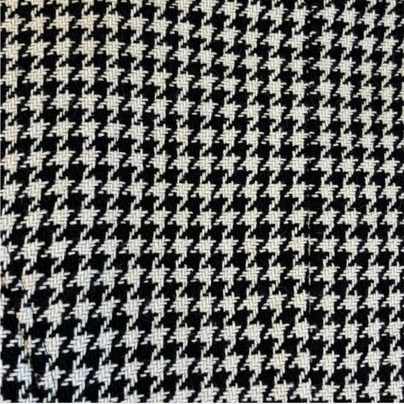 Wool Blend Houndstooth Pea Coat Lg Pleated Peplum Retro Mod Vibe Dark Academia - Picture 4 of 6